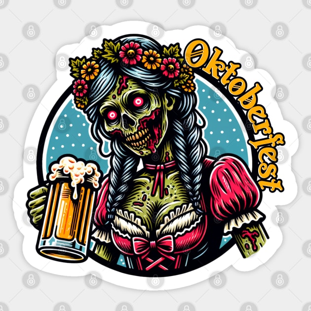 Oktoberfest Zombie Barmaid Sticker by HolidayBug